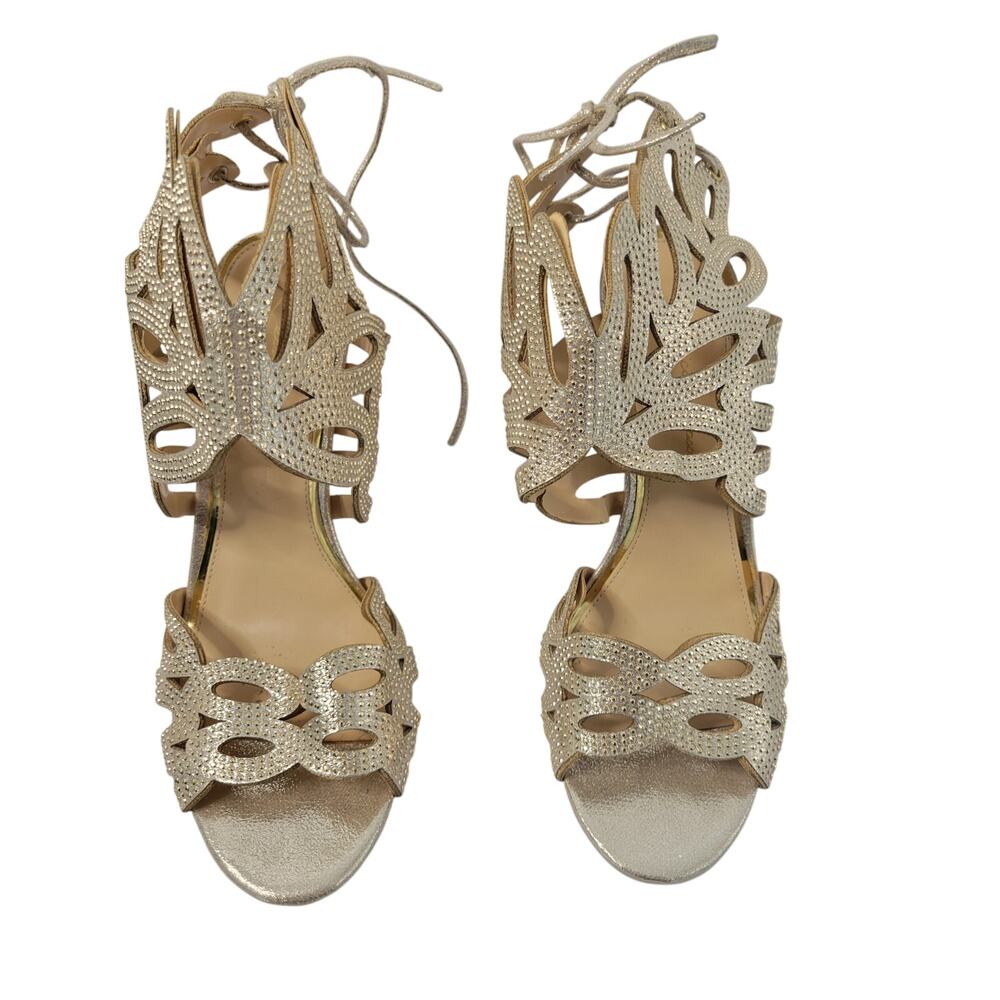 Jessica Simpson Metallic Gold Winged-Backed Sandals - Gently worn- Size 8